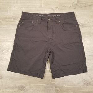 PrAna Stretch Brion Shorts Mens 34 x 9 Gray Hiking Cargo Fishing Travel Light